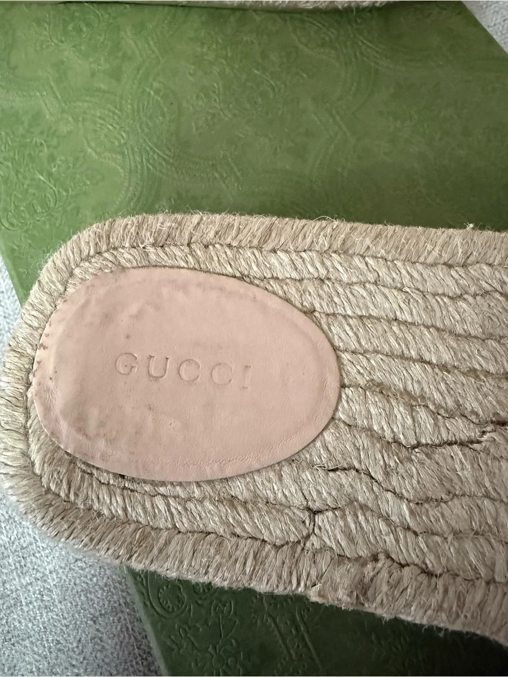 Gucci White Leather Interlocking G Espadrille Slides